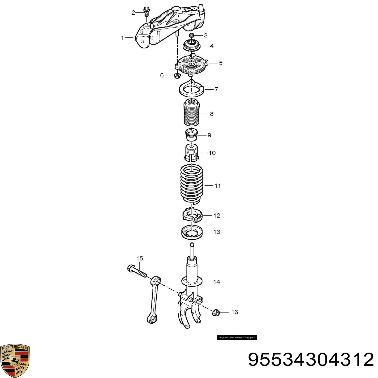 95534304312 Porsche amortiguador delantero izquierdo