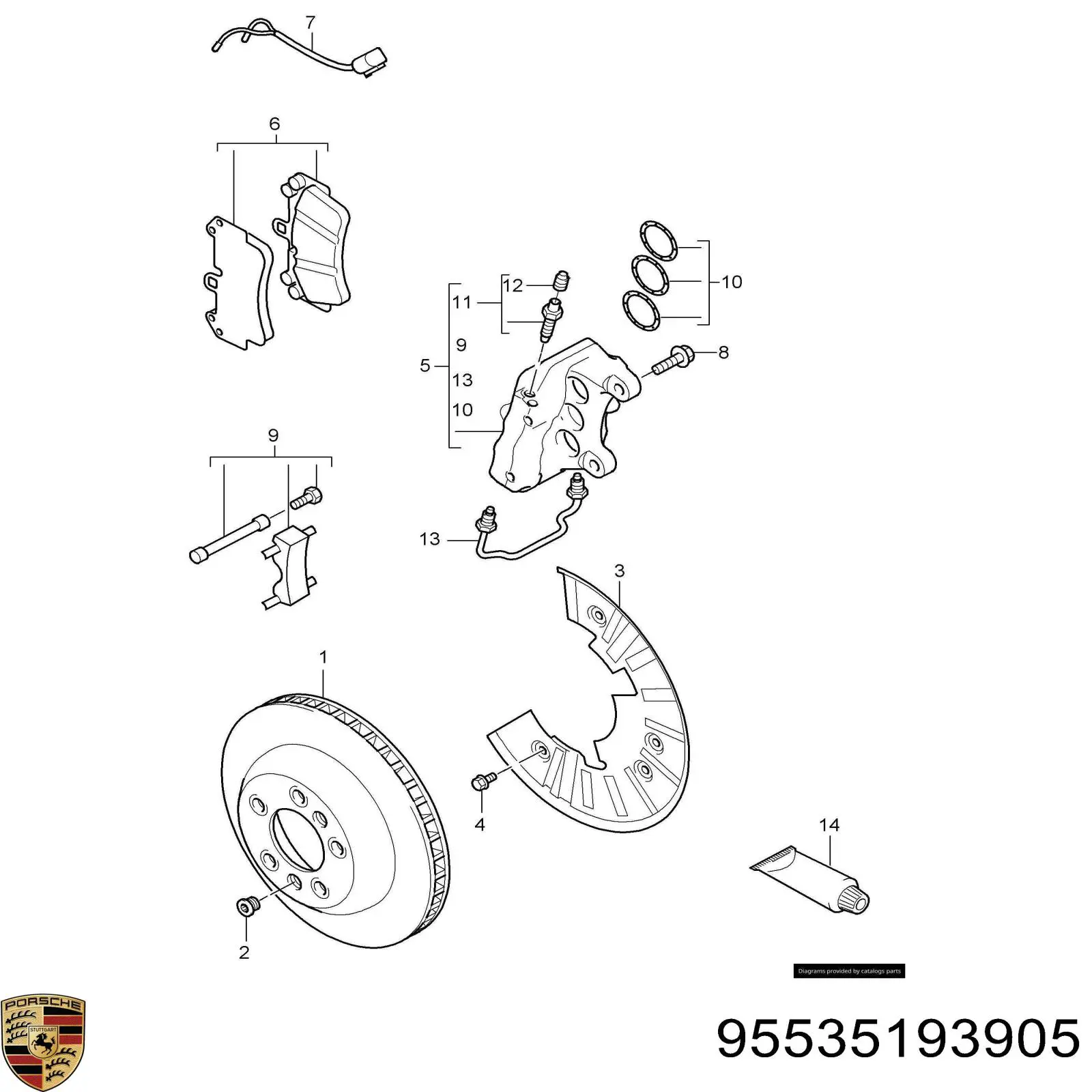 95535193905 Porsche pastillas de freno delanteras