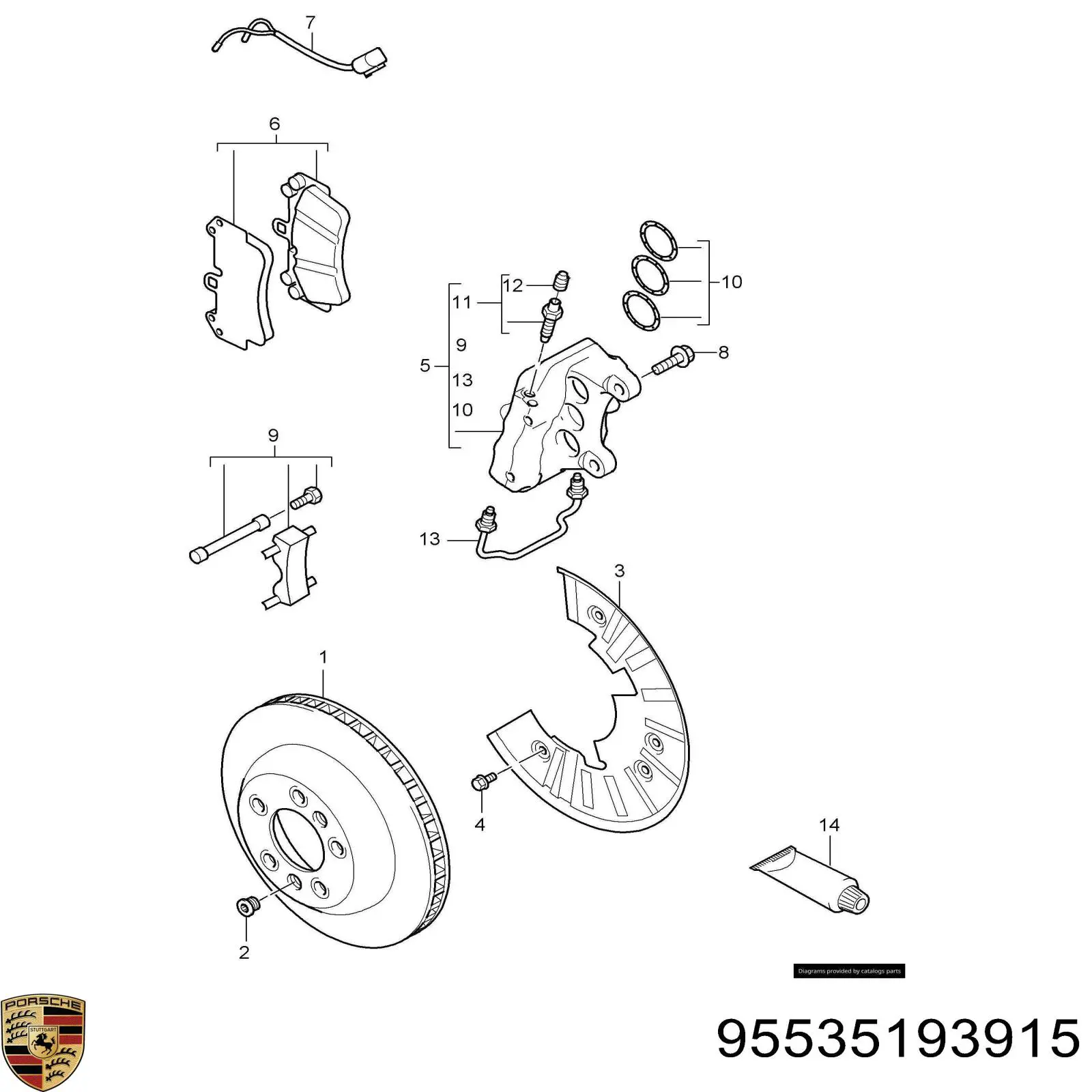 95535193915 Porsche pastillas de freno delanteras