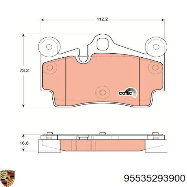 95535293900 Porsche pastillas de freno traseras