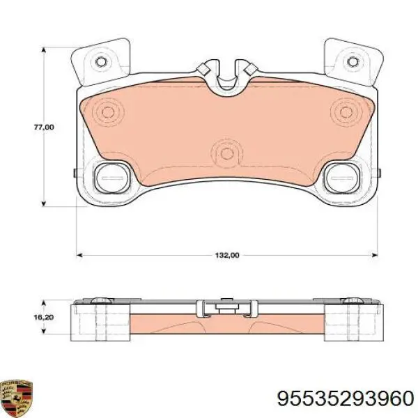 95535293960 Porsche pastillas de freno traseras