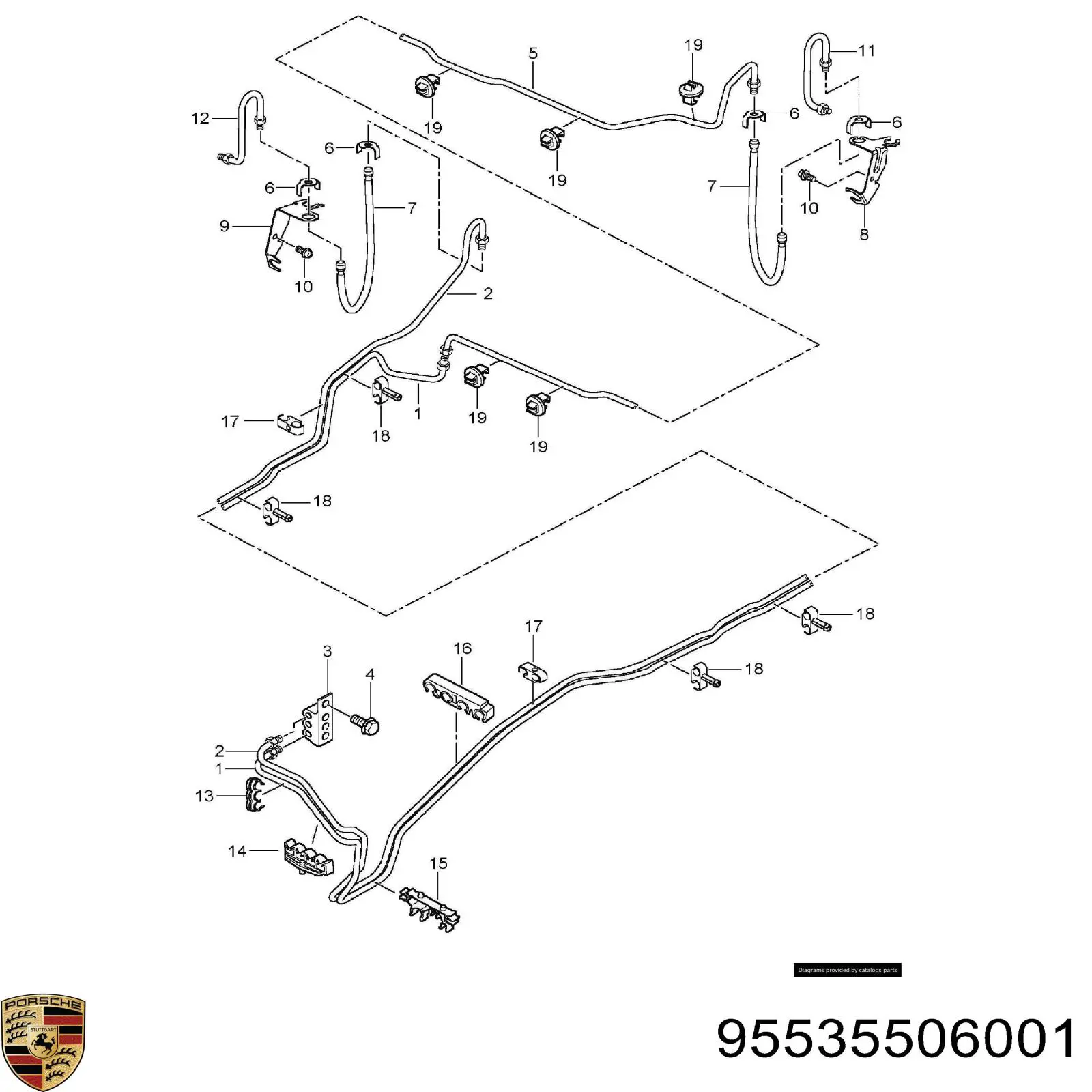 95535506001 Porsche tubo flexible de frenos trasero