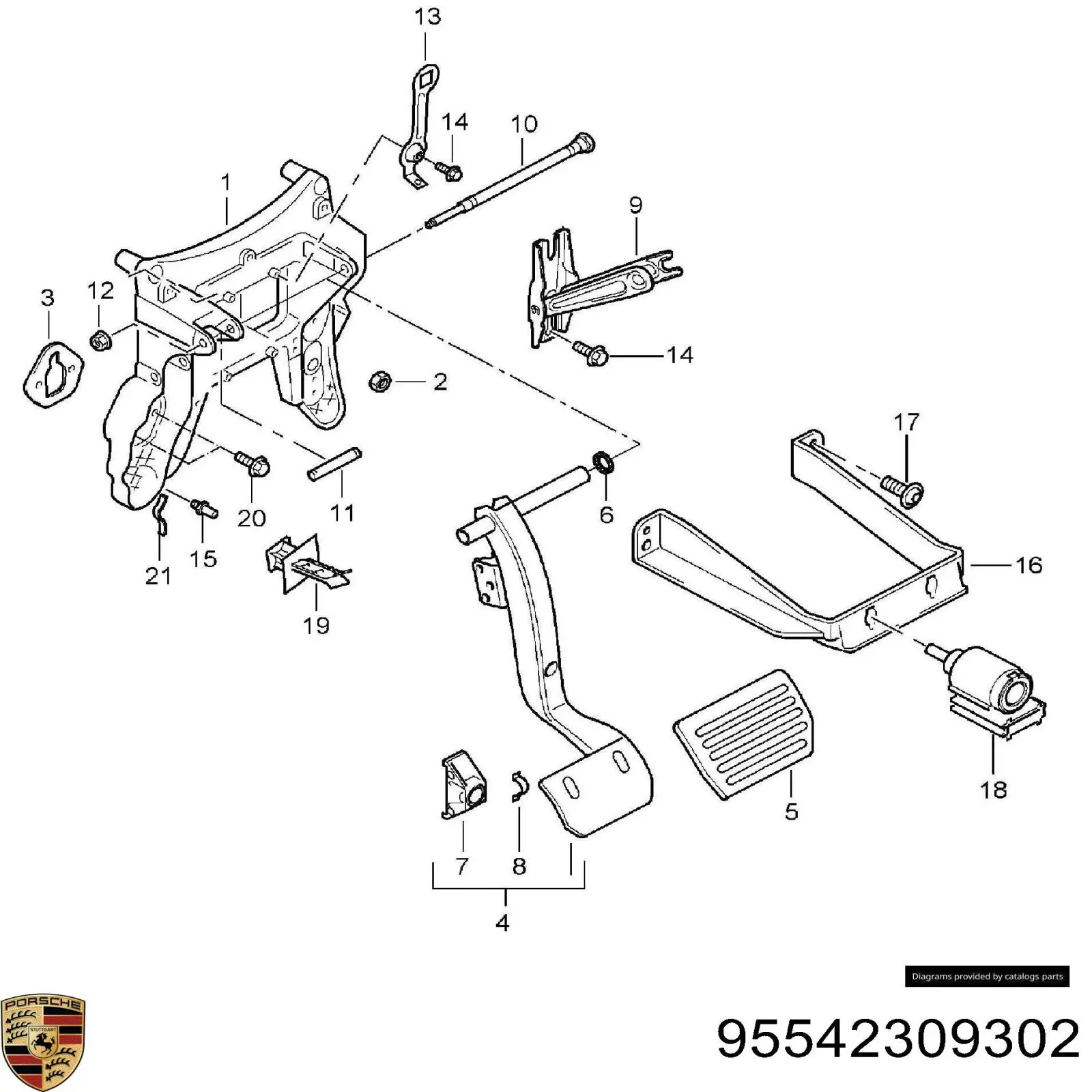  Pedal de freno para Porsche Cayenne 955