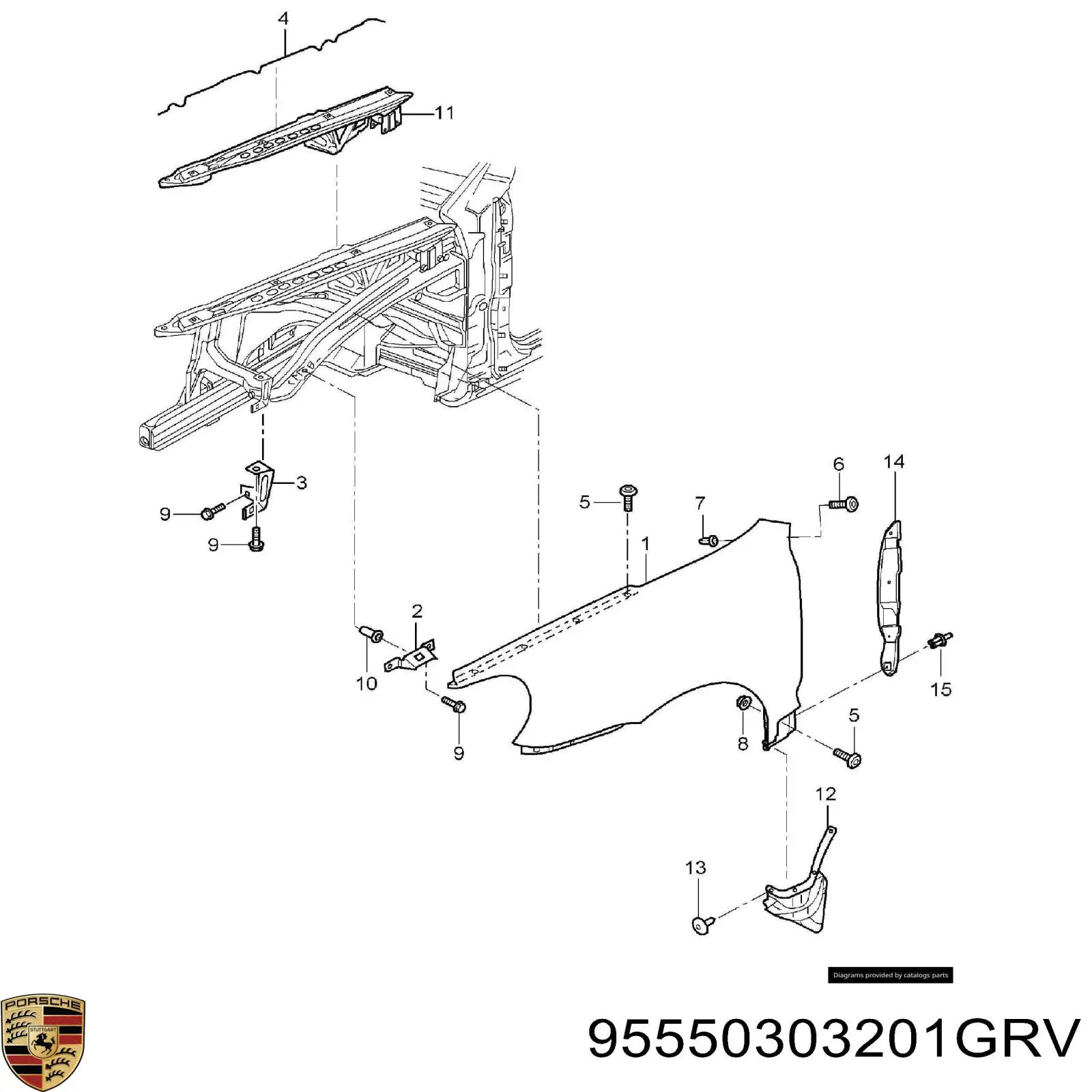  Guardabarros delantero derecho para Porsche Cayenne 955