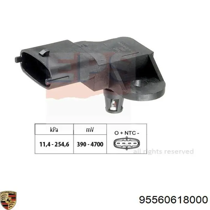 95560618000 Porsche sensor de presion de carga (inyeccion de aire turbina)