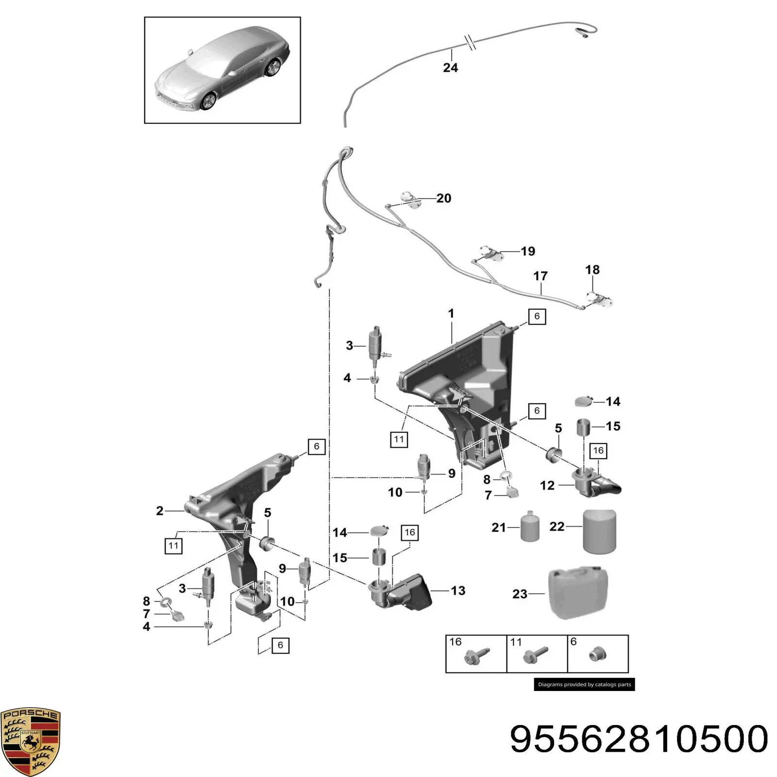  Interruptor del nivel, depósito de agua de lavado para Porsche Cayenne 955