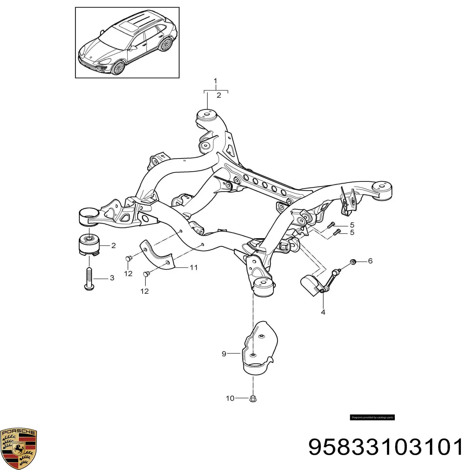  Subchasis trasero soporte motor para Porsche Cayenne 2 