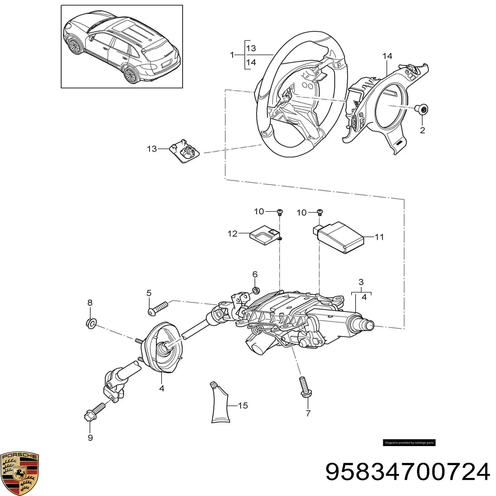  Columna de dirección para Porsche Cayenne 2 