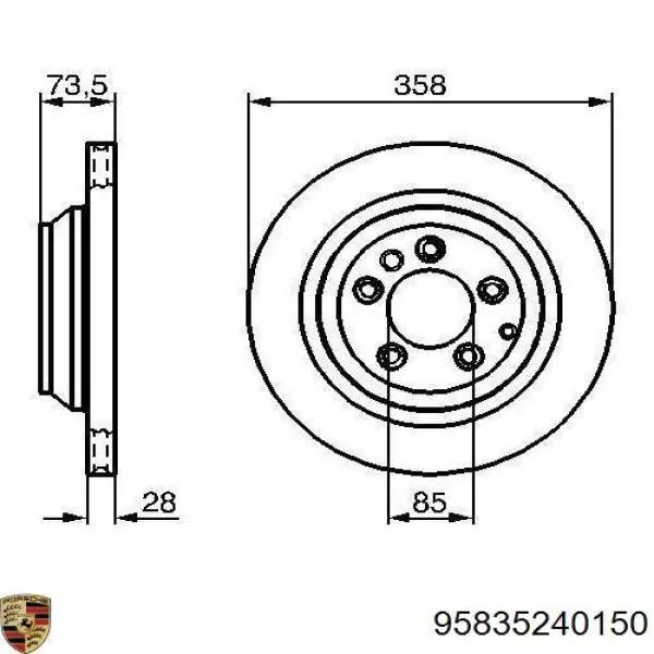 95835240150 Porsche disco de freno trasero