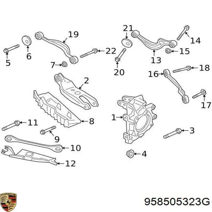 958505323G Porsche brazo de suspension trasera