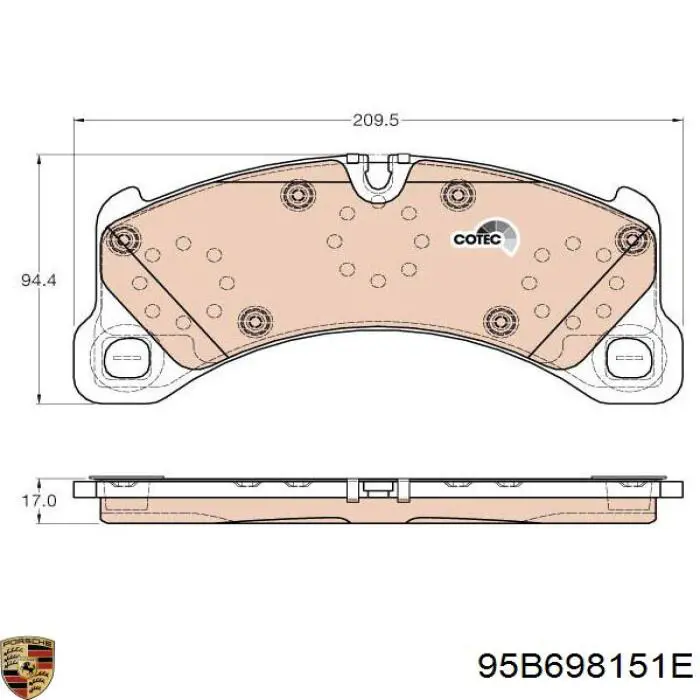 95B698151E Porsche pastillas de freno delanteras