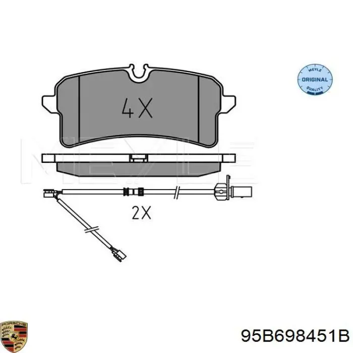 95B698451B Porsche pastillas de freno traseras