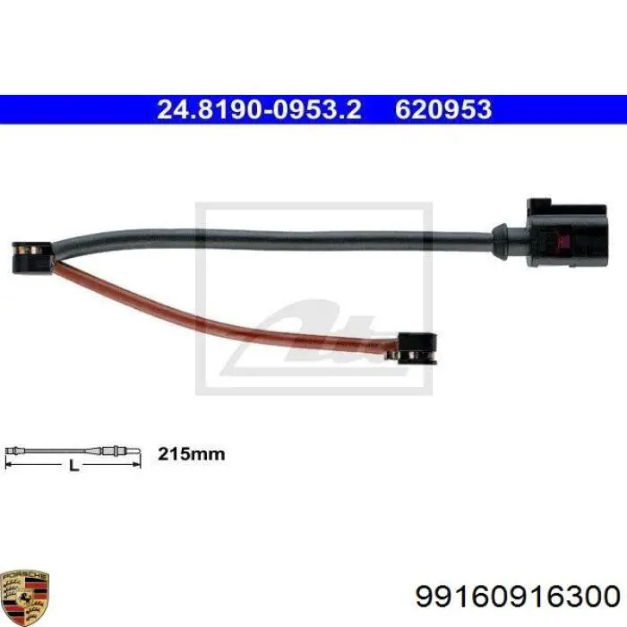 99160916300 Porsche contacto de aviso, desgaste de los frenos, trasero