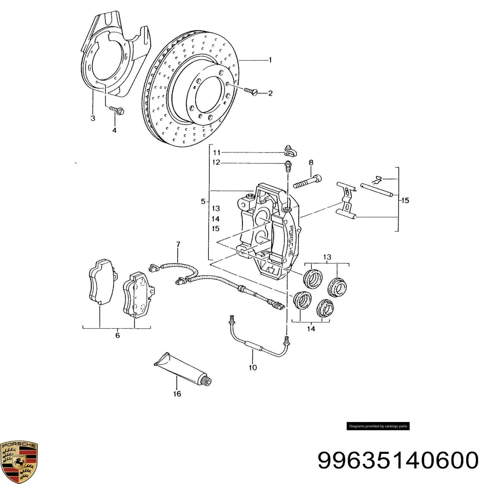 99635140600 Porsche freno de disco delantero