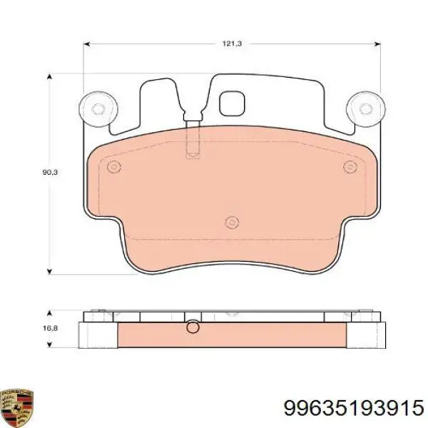 99635193915 Porsche pastillas de freno delanteras