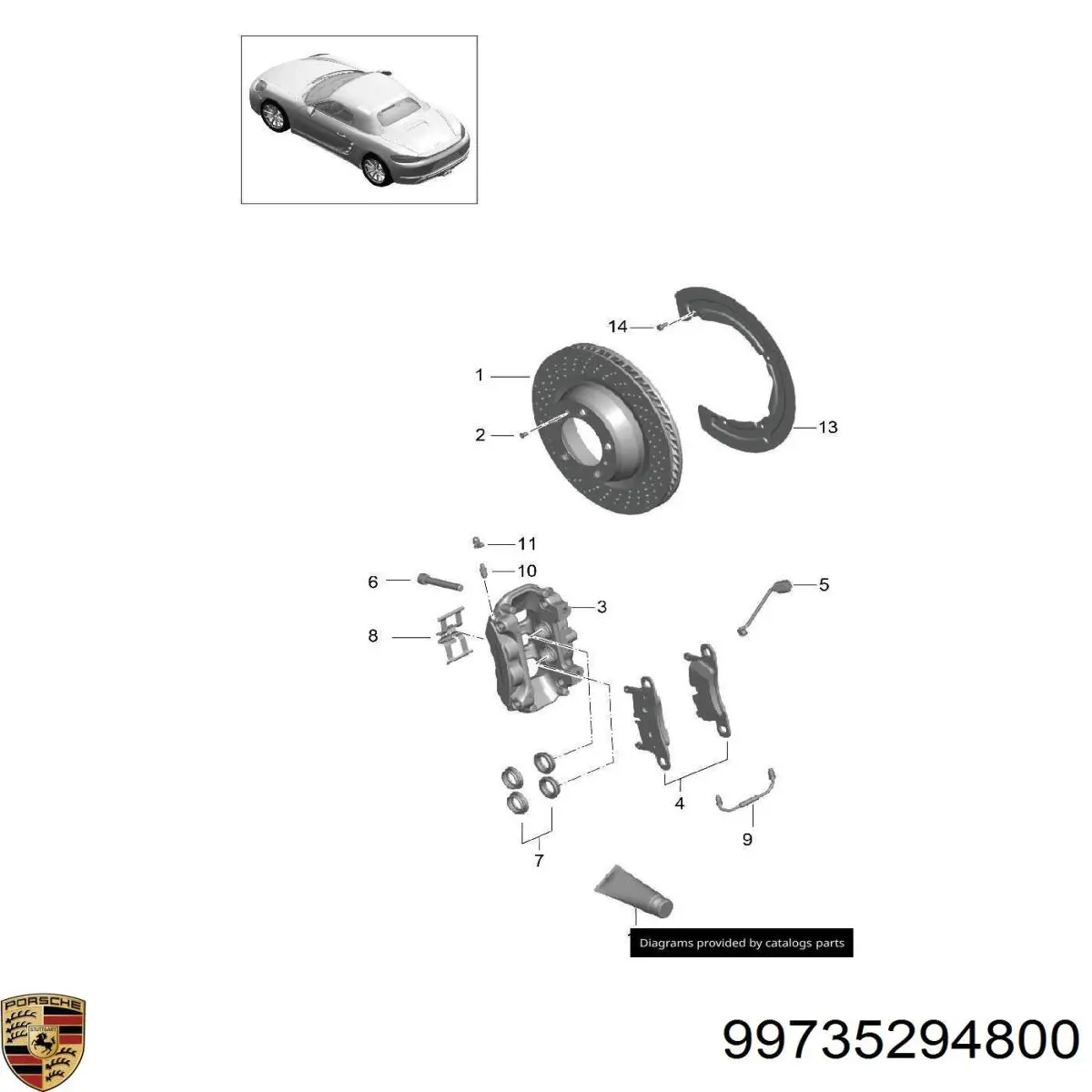 99735294800 Porsche pastillas de freno traseras