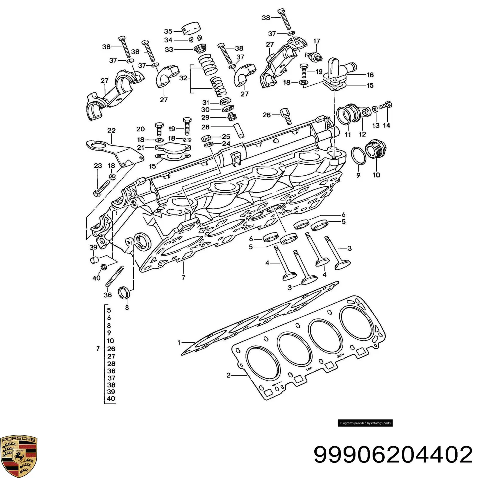 99906204402 Porsche espárrago, colector de escape