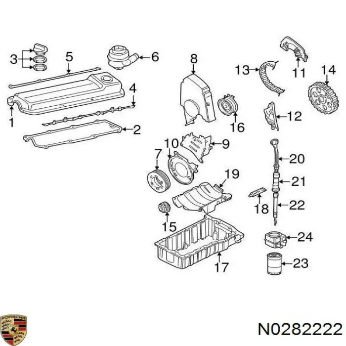 N0282222 Porsche retén, bomba de aceite de motor