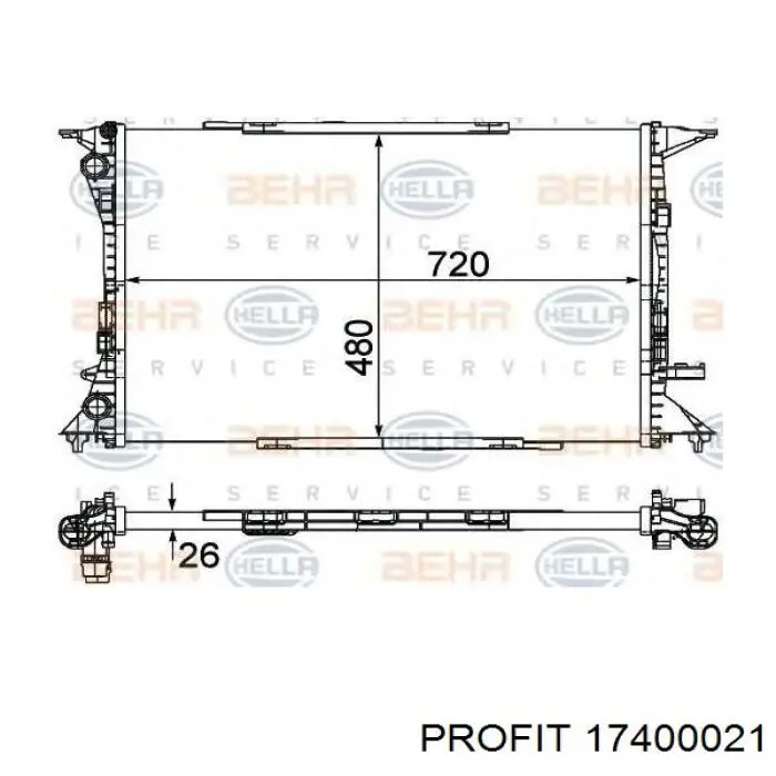 1740-0021 Profit radiador refrigeración del motor