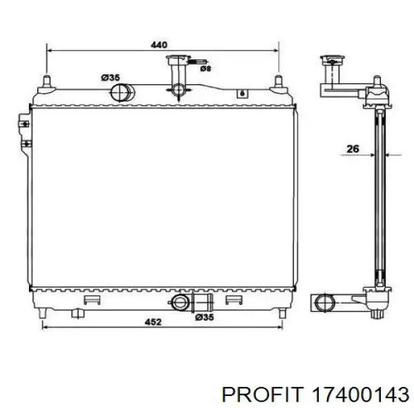  Radiador refrigeración del motor para Hyundai Getz 