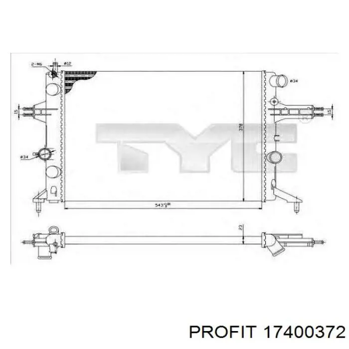 1300187 Market (OEM) radiador refrigeración del motor