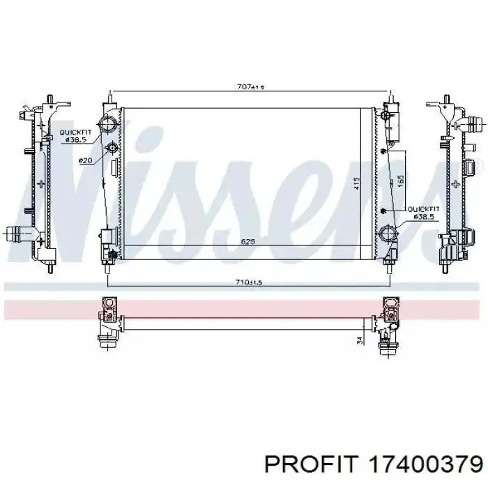 13313296 Opel radiador refrigeración del motor