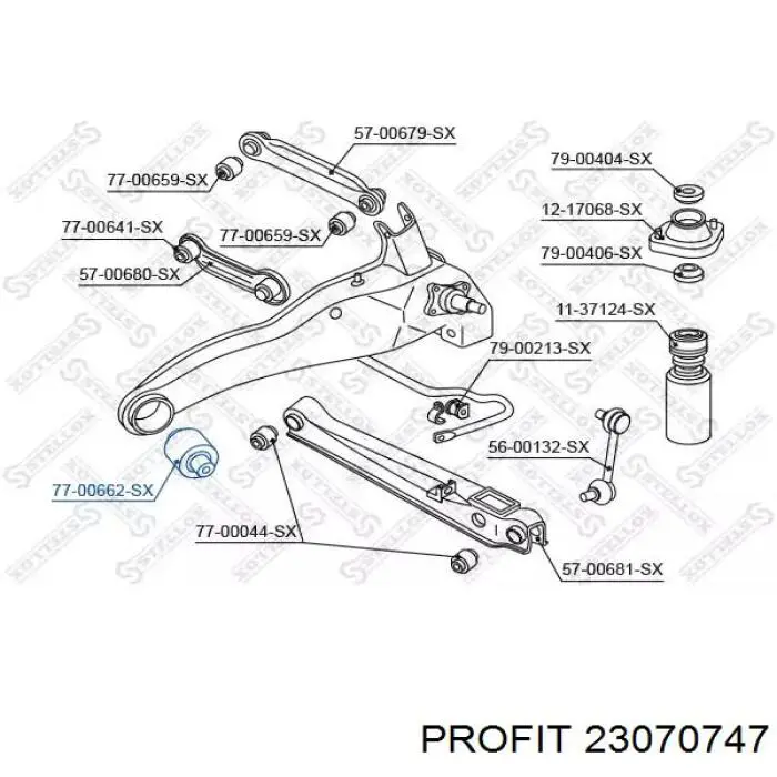 2307-0747 Profit bloque silencioso trasero brazo trasero delantero