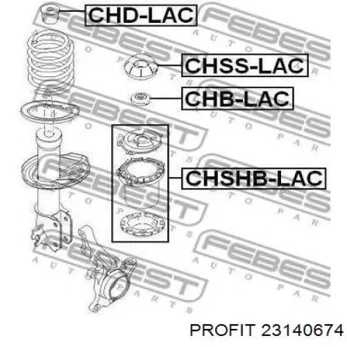 2314-0674 Profit caja de muelle, eje delantero, arriba