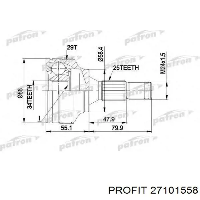 2710-1558 Profit junta homocinética exterior delantera