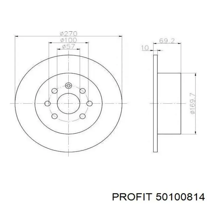 5010-0814 Profit disco de freno trasero