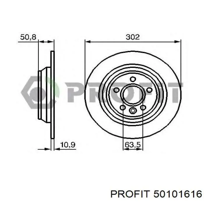 5010-1616 Profit disco de freno trasero