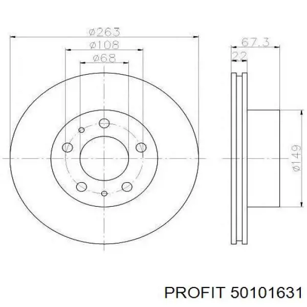 5010-1631 Profit freno de disco delantero