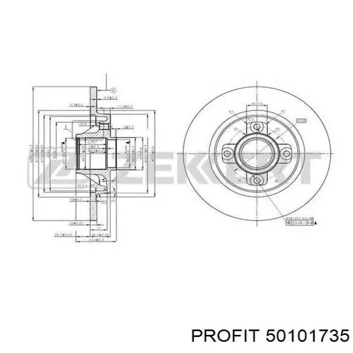 50101735 Profit disco de freno trasero