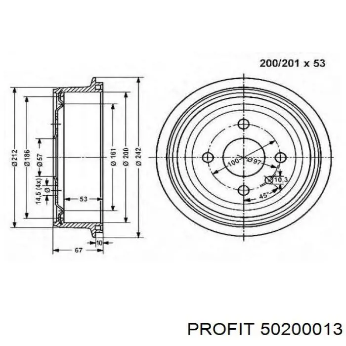 5020-0013 Profit freno de tambor trasero