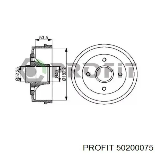 5020-0075 Profit freno de tambor trasero