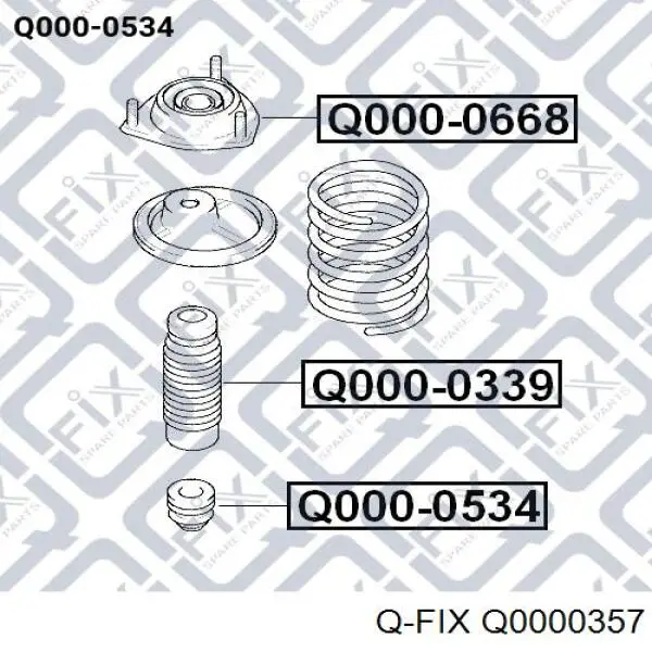 Q000-0357 Q-fix almohadilla de tope, suspensión delantera