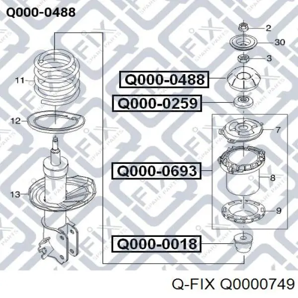 Q000-0749 Q-fix soporte amortiguador delantero