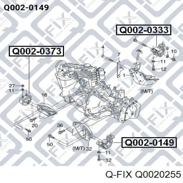 Q002-0255 Q-fix soporte de motor trasero