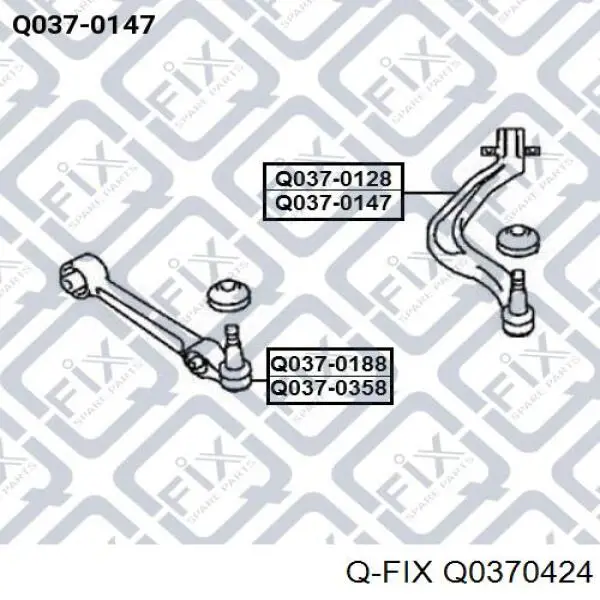 Q037-0424 Q-fix barra oscilante, suspensión de ruedas delantera, inferior derecha