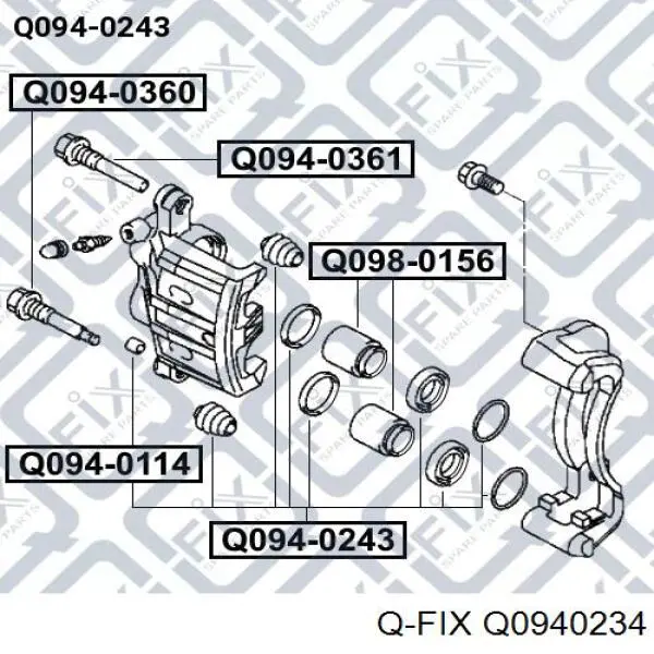 AY600NS062 Nissan juego de reparación, pinza de freno delantero