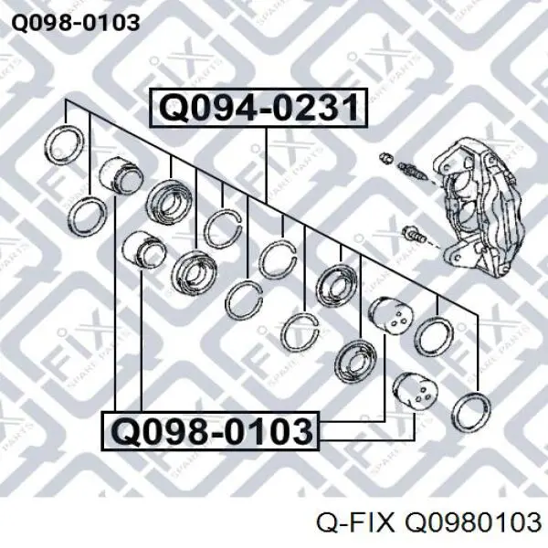 Q0980103 Q-fix émbolo, pinza del freno delantera