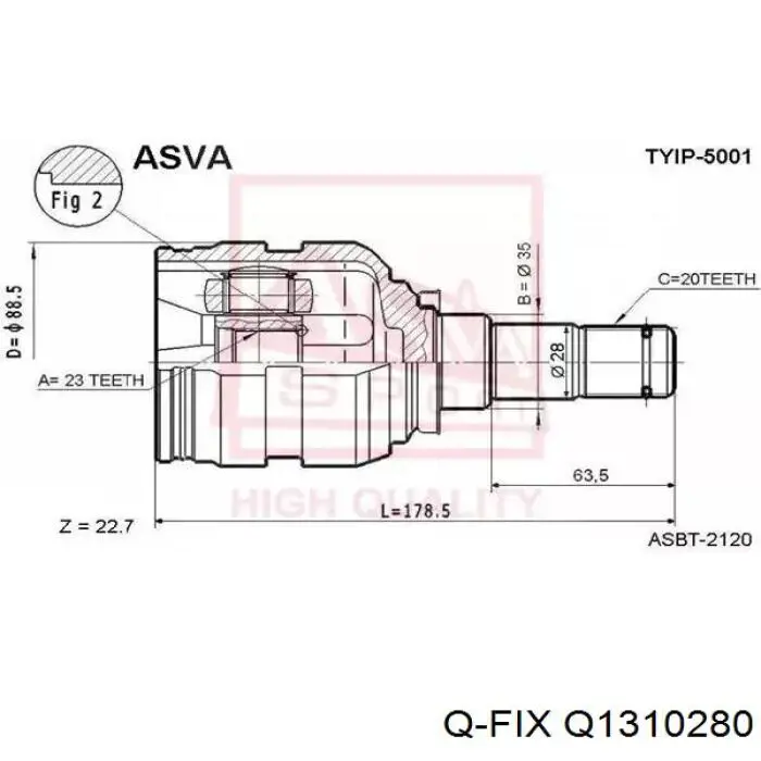 Q1310280 Q-fix junta homocinética interior delantera izquierda