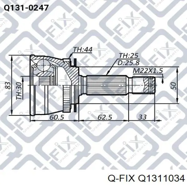 Q131-1034 Q-fix junta homocinética exterior delantera