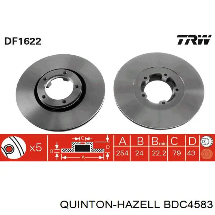 BDC4583 QUINTON HAZELL freno de disco delantero