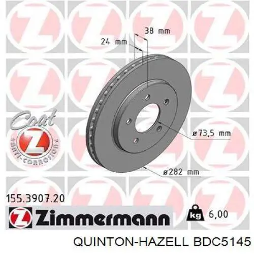 BDC5145 QUINTON HAZELL freno de disco delantero