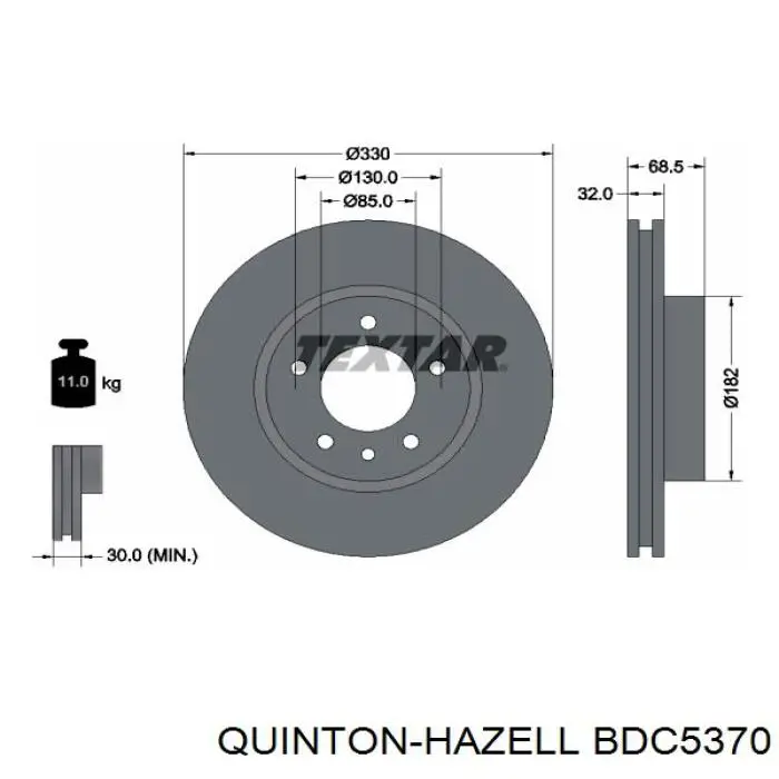 BDC5370 QUINTON HAZELL freno de disco delantero