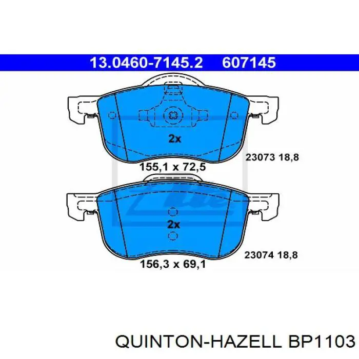 BP1103 QUINTON HAZELL pastillas de freno delanteras