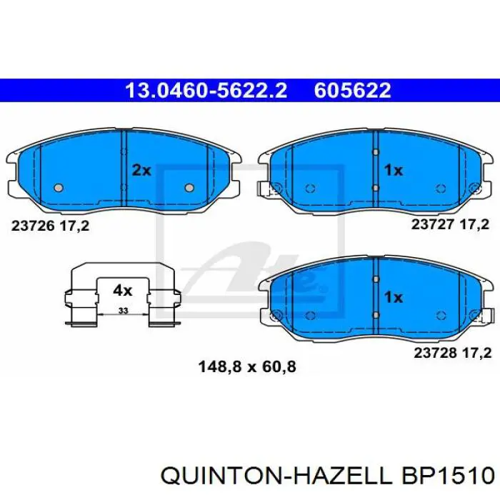 BP1510 QUINTON HAZELL pastillas de freno delanteras