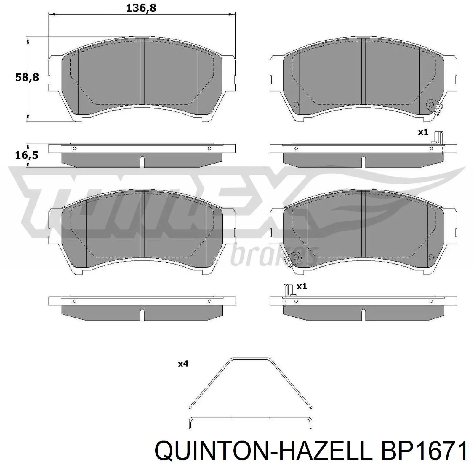 BP1671 QUINTON HAZELL pastillas de freno delanteras