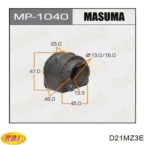 D21MZ3E RBI casquillo de barra estabilizadora trasera